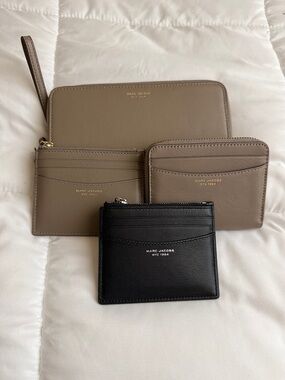 Marc Jacobs Black and Cement Leather Cardholders and wallet.